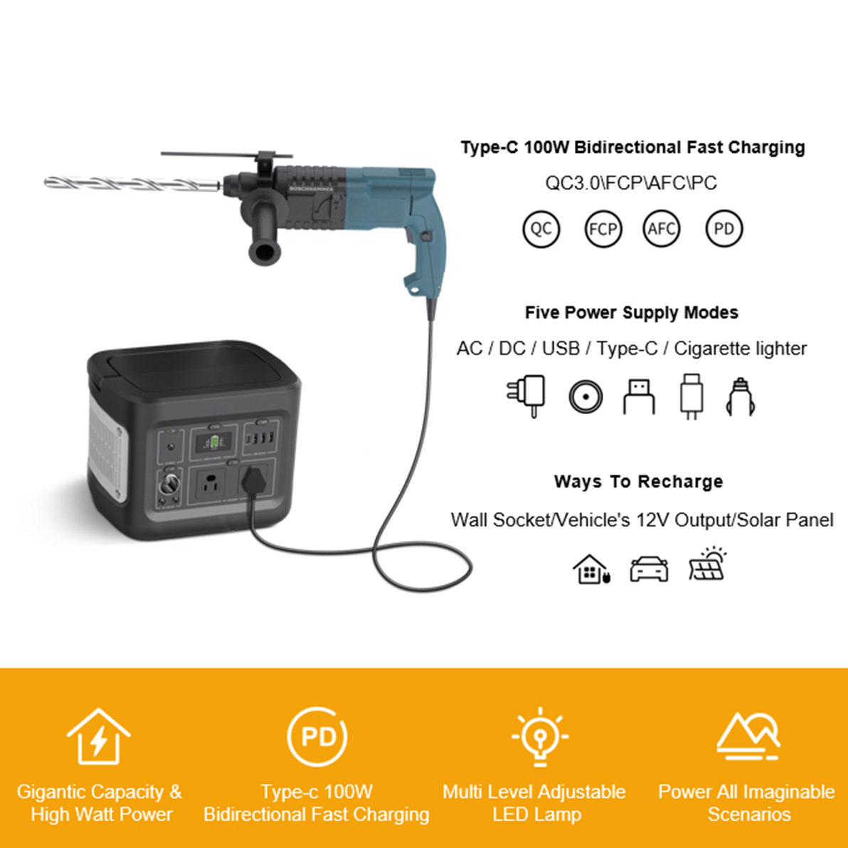 Generador solar sin mantenimiento de 400W para cargar